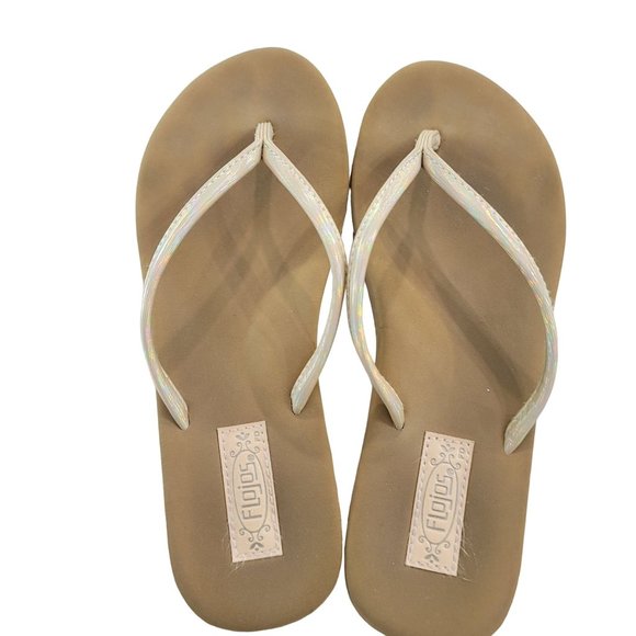 Flojos metalic brown and gold flip flop 10" size 8 beach vacation summer pool - Picture 6 of 9